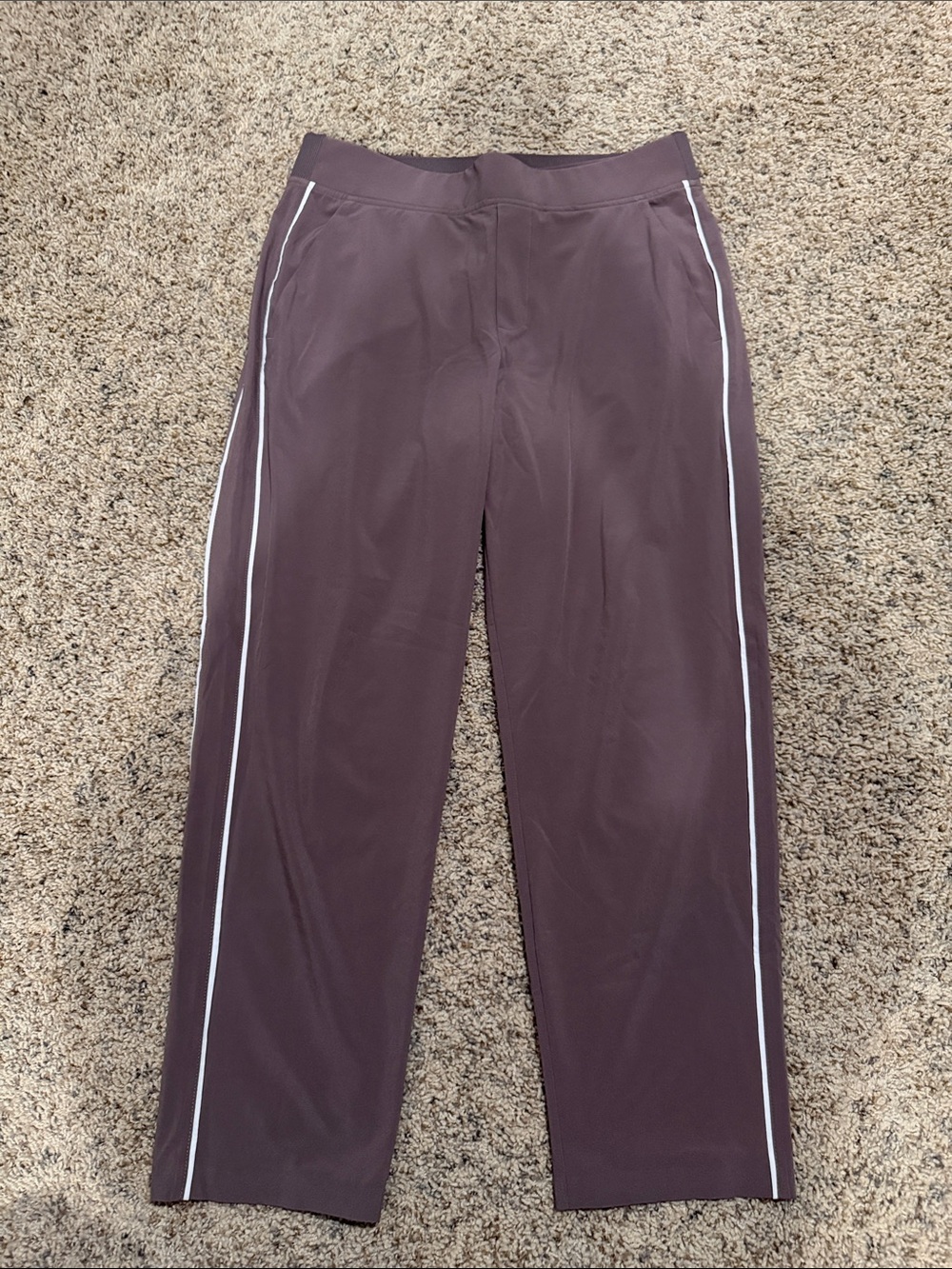 Athleta Mid-Rise Driftwood/White Brooklyn Ankle Pants